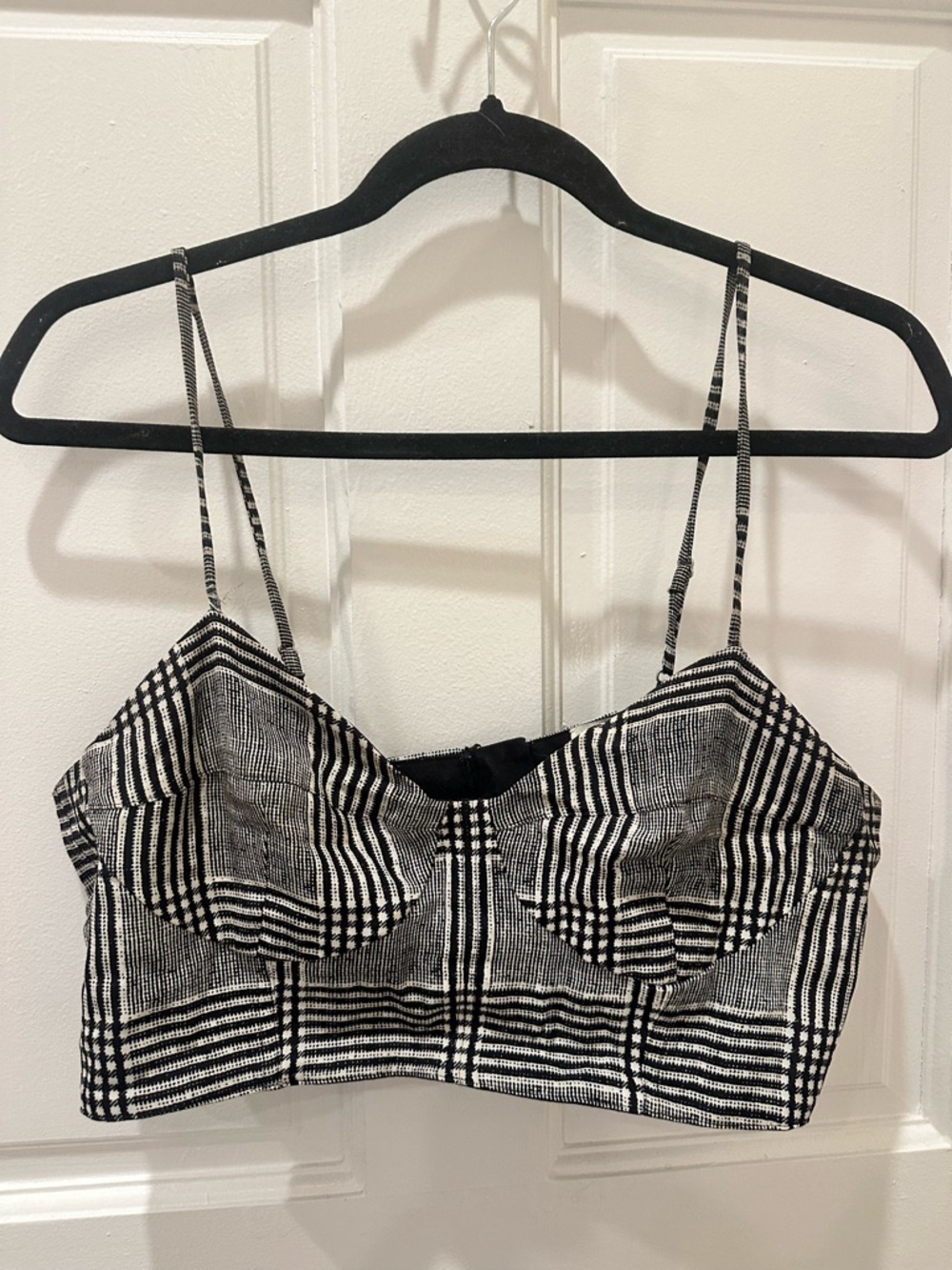 Black & White Plaid Bustier Crop Top